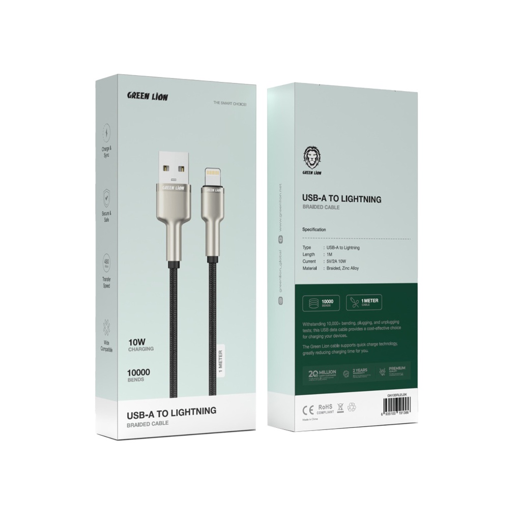 کابل بافته شده USB-A به لایتنینگ گرین لاین - Image 2